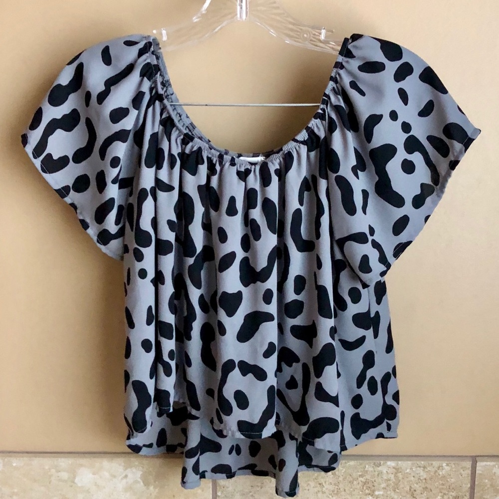 Spotted Leopard Print Off The Shoulder Top
